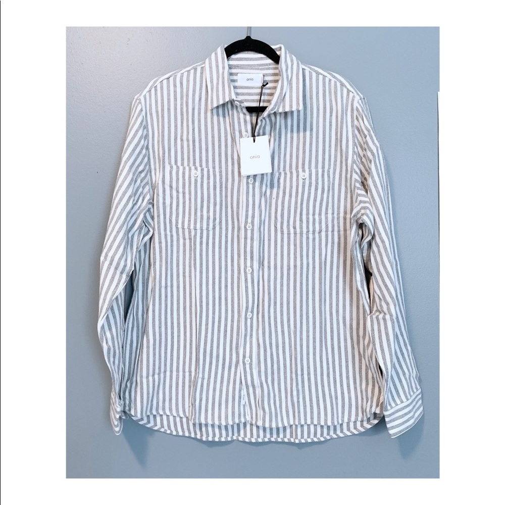 Onia Large long sleeve button shirt striped cotton